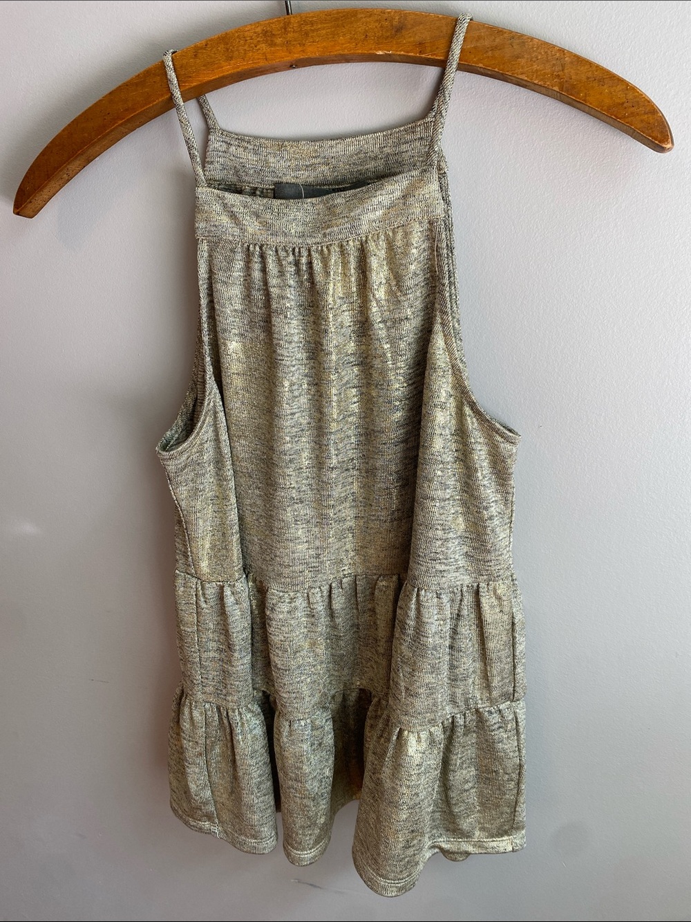 Sunday in Brooklyn Metallic Taupe Tiered A-Line Skirt